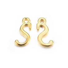 Honeyhandy Golden Plated Alloy Letter Pendants, Rack Plating, Cadmium Free & Lead Free, Letter.S, 14x7x2mm, Hole: 1.5mm