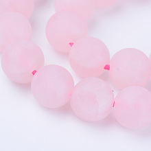 Arricraft Natural Rose Quartz Beads Strands, Round, Frosted, 10~10.5mm, Hole: 1.2mm, about 36pcs/strand, 15.5 inches