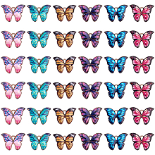 SUNNYCLUE Printed Alloy Enamel Pendants, Butterfly, Light Gold, Mixed Color, 15.5x22x2mm, Hole: 1.8mm, 6color, 6pcs/color, 36pcs