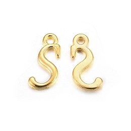 Honeyhandy Golden Plated Alloy Letter Pendants, Rack Plating, Cadmium Free & Lead Free, Letter.S, 14x7x2mm, Hole: 1.5mm