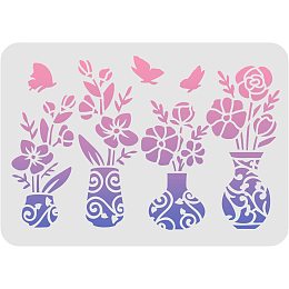 FINGERINSPIRE Flower Vase Stencil 11.7x8.3 inch Hibiscus Stencils Flowers Stencils for Painting Reusable DIY Art and Craft Stencils for Painting on Wood, Floor, Paper, Wall and Tile