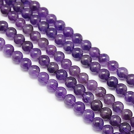 Arricraft Natural Amethyst Round Beads Strands, Grade AB, 8mm, Hole: 1mm, about 50pcs/strand, 15.3 inches