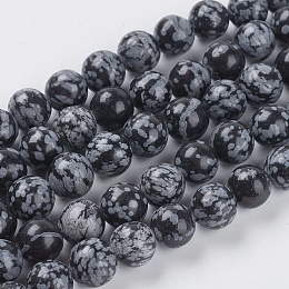 ARRICRAFT Natural Snowflake Obsidian Beads Strands, Round, 10mm, Hole: 1mm