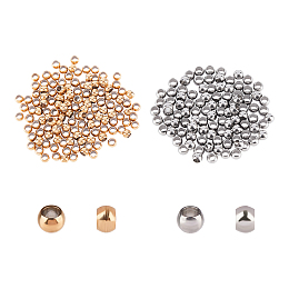 Unicraftale 304 Stainless Steel Spacer Beads, Round, Golden & Stainless Steel Color, 3x2mm, Hole: 1.6mm, 200pcs/box