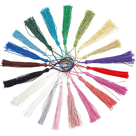 Polyester Tassel Decorations, Pendant Decorations, Mixed Color, 130x6mm; Tassel: 80mm, 20 colors, 6pcs/color, 120pcs/set