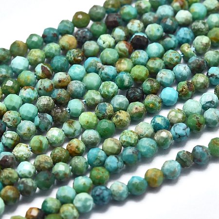Arricraft Natural Turquoise Beads Strands, Faceted, Round, 2mm, Hole: 0.5mm, about 192pcs/Strand, 15.16 inches(38.5cm)