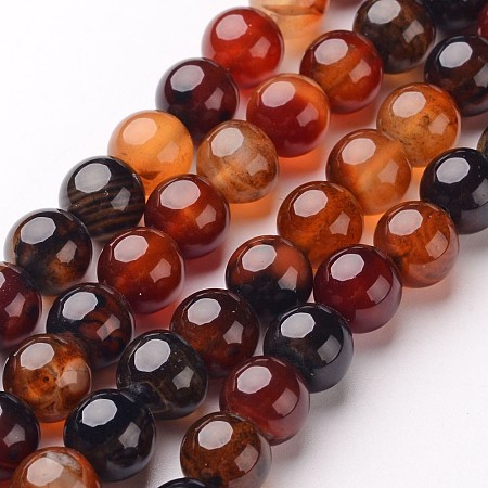 Arricraft Natural Agate Beads Strands, Round, Dyed & Heated, Chocolate, 6mm, Hole: 1mm, about 64pcs/strand, 14.5 inches