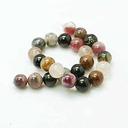 ARRICRAFT Natural Tourmaline Beads strands, Round, 8mm, Hole: 1mm, 24pcs/strand, 7.5 inches