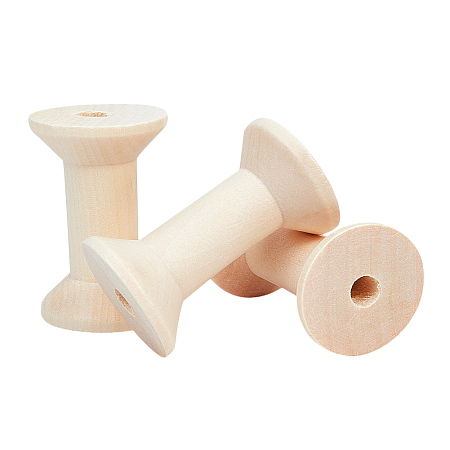 Olycraft Wooden Empty Spools for Wire, Thread Bobbins, Blanched Almond, 48~48.5x31~31.5mm
