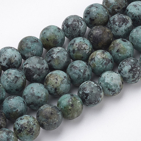 Arricraft Natural Jasper Beads Strands, Imitation African Turquoise, Dyed, Frosted Style, Round, 8mm, Hole: 1mm, about 49pcs/16.3 inches