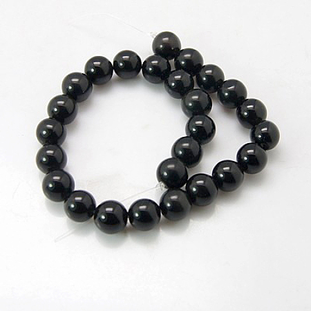 Arricraft Synthetic Black Stone Beads Strands, Dyed, Round, Black, 4mm, Hole: 1mm, about 49pcs/strand, 7.8 inches