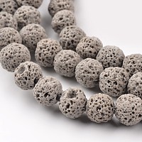ARRICRAFT Synthetic Lava Rock Round Beads Strands, Dyed, Gray, 8mm, Hole: 1mm, about 50pcs/strand, 15.7 inches