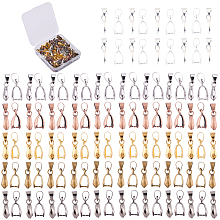 SUNNYCLUE Brass Ice Pick Pinch Bails, Mixed Color, 20x7mm, Hole: about 4x6mm, 120pcs/bag