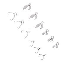 Unicraftale 304 Stainless Steel Ice Pick Pinch Bails, Stainless Steel Color, 12x9.5x4mm, Hole: 1.5mm, Pin: 0.92mm, 9x8x2.5mm, Hole: 2mm; 80pcs/box