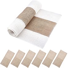 Fingerinspire Burlap Table Runner for Dining Table, Rectangle, BurlyWood, 225x105x2mm & 83x30x0.1cm; 7pcs/set