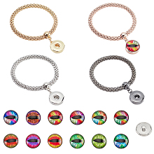 Nbeads DIY Interchangeable Snap Charm Bracelet Making Kit, Including Alloy Snap Button Bracelet Making, Brass Snap Buttons, Mixed Color, 17Pcs/box