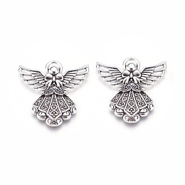 Honeyhandy Alloy Pendants, Cadmium Free, Nickel Free and Lead Free, Angel, Antique Silver, 43x37x4mm, Hole: 5mm