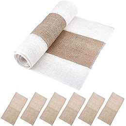 Fingerinspire Burlap Table Runner for Dining Table, Rectangle, BurlyWood, 225x105x2mm & 83x30x0.1cm; 7pcs/set