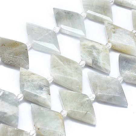 ARRICRAFT Natural White Moonstone Bead Strands, Faceted, Rhombus, 21~32x10~18x5~7mm, Hole: 0.6~0.8mm, about 20~25pcs/strand, 15 inches~15.7 inches(38~40cm)