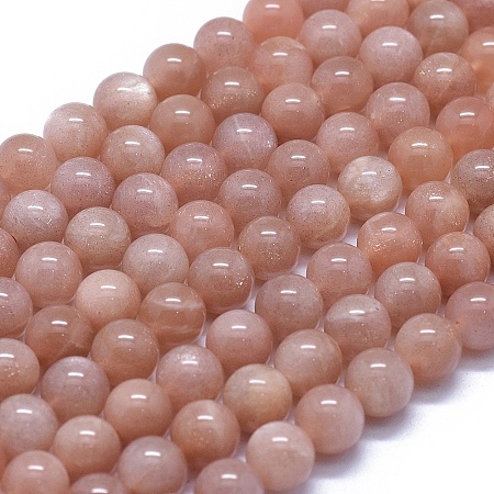 Arricraft Natural Orange Sunstone Beads Strands, Round, 8mm, Hole: 1mm, about 47pcs/Strand, 15.75 inches(40cm)