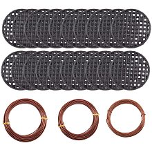 DIY Bonsai Kit, with Plastic Mesh Circular Gasket and Aluminum Craft Wire, Black, 1mm/1.5mm/2mm; 10m/roll, 3roll/set