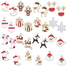 SUNNYCLUE Alloy Enamel Pendants, for Christmas, Mixed Shapes, Mixed Color, 30pcs/box