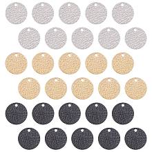 SUNNYCLUE Vacuum Plating 304 Stainless Steel Charms, Textured, Laser Cut, Flat Round, Mixed Color, 12x1mm, Hole: 1mm, 30pcs/box