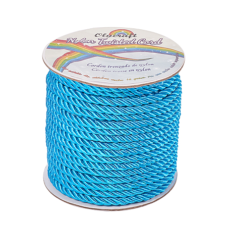 Olycraft Nylon Thread, Twisted Cord, Deep Sky Blue, 5mm, about 30yards/roll(27.432m/roll)