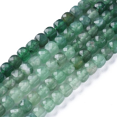 ARRICRAFT Natural Green Aventurine Beads Strands, Gradient Style, Faceted, Cube, 4~4.5x4.5~5x4.5~5mm, Hole: 0.7mm, about 94pcs/strand, 15.55 inches(39.5cm)