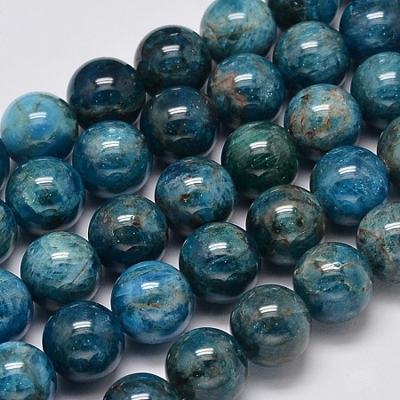 ARRICRAFT Natural Apatite Round Bead Strands, 12mm, Hole: 1mm, about 33pcs/strand, 15.5 inches
