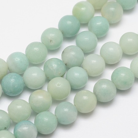 Arricraft Round Natural Amazonite Bead Strands, 4mm, Hole: 1mm, about 83~93pcs/strand, 14.5~15.3 inches