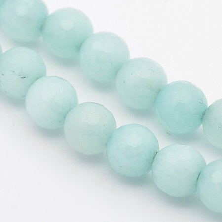 Arricraft Dyed Faceted Round Natural Amazonite Beads Strands, 6mm, Hole: 1mm, about 63pcs/strand, 15.55 inches