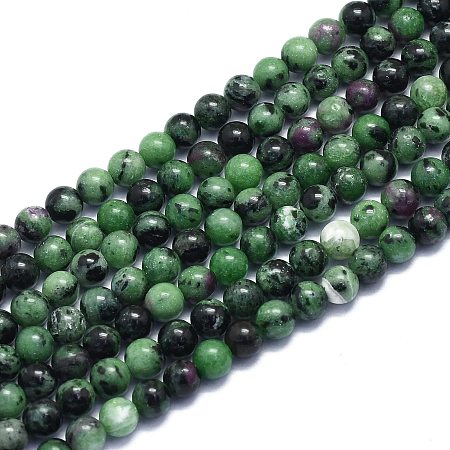 ARRICRAFT Natural Ruby in Zoisite Beads Strands, Round, 6~6.5mm, Hole: 0.8mm, about 60pcs/Strand, 14.96 inches(38cm)