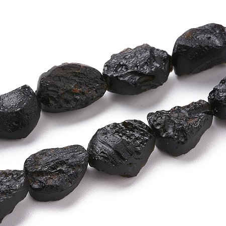 ARRICRAFT Natural Tektite Beads Strands, Rough Raw Stone, Nuggets, 16~17x11~13x6~11mm, Hole: 0.8mm, about 24pcs/Strand, 16.34 inches(41.5cm)