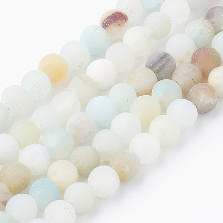 Arricraft Natural Amazonite Bead Strands, Round, Frosted, 4~4.5mm, Hole: 1.5mm, about 85~90pcs/strand, 14.9 inches(38cm)