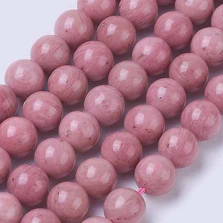 ARRICRAFT Natural Rhodonite Beads Strands, Grade AA, Round, 8.5~9mm, Hole: 1mm, about 44pcs/strand, 15 inches(38cm)