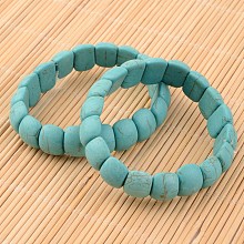 Honeyhandy Synthetical Turquoise Bracelet, Turquoise, Bracelets: about 55mm inner diameter, Bead: about 15mm wide, 12mm long