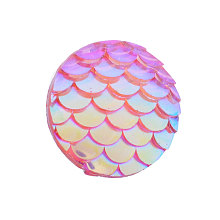 Honeyhandy Resin Cabochons, Flat Round with Mermaid Fish Scale, Plum, 12x3mm