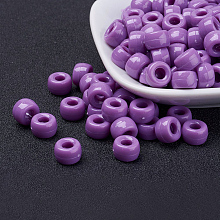 Honeyhandy Opaque Acrylic European Beads, Barrel, Medium Purple, 9x6mm, Hole: 4mm, about 1900pcs/500g