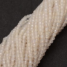 Natural Agate Bead Strands, Dyed, Faceted, Round, Linen, 4mm, Hole: 0.8mm, about 90~92pcs/strand, 14 inch