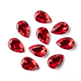 Honeyhandy Glass Point Back Rhinestone, Back Plated, Faceted, teardrop, Red, 29x20x9mm