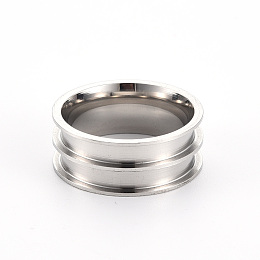 Honeyhandy 201 Stainless Steel Ring Core Blank for Inlay Jewelry Making, Double Channel Beveled Edge Ring, Stainless Steel Color, Size 7, Inner Diameter: 17mm