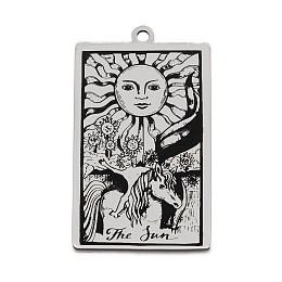 Honeyhandy 201 Stainless Steel Pendants, Laser Engraved Pattern, Tarot Card Pendants, The Sun XIX, 40x24x1mm, Hole: 2mm