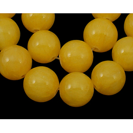 Honeyhandy Natural Yellow Jade Beads Strands, Round, Dyed, Yellow, about 10mm in diameter, hole: 1mm, about 40 pcs/strand, 16 inch