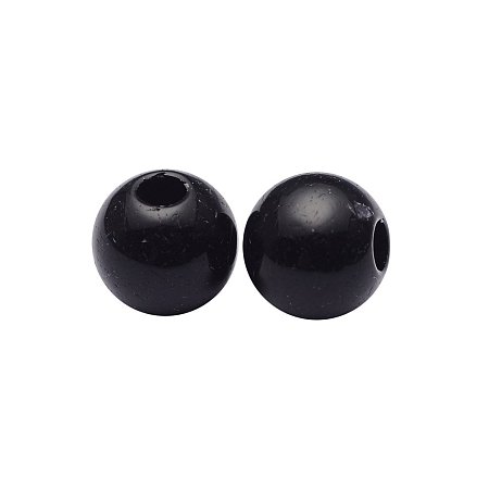 NBEADS 4200pcs/500g Round Black Opaque Acrylic Loose Beads, About 6mm in Diameter, Hole:1.8~2mm