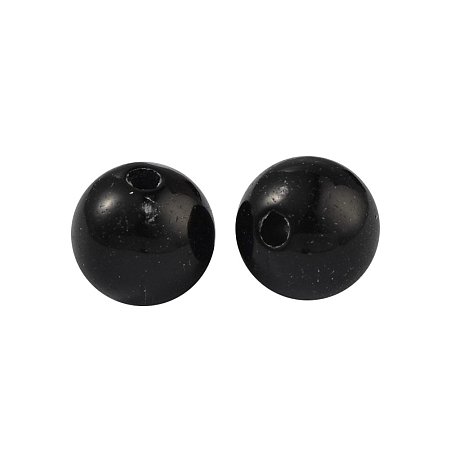 NBEADS 1700pcs/500g Round Black Opaque Acrylic Loose Beads, About 6mm in Diameter, Hole:1.5mm