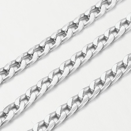 Honeyhandy Aluminium Twisted Chains Curb Chains, Unwelded, Silver, 7x4x1.5mm