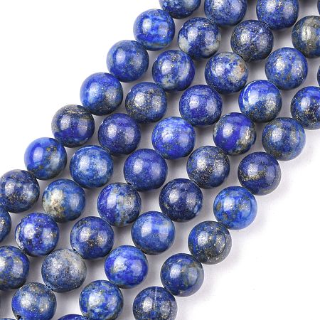 Honeyhandy Natural Lapis Lazuli Beads Strands, Round, Royal Blue, 8mm, Hole: 1mm, about 46pcs/strand, 15.7 inch