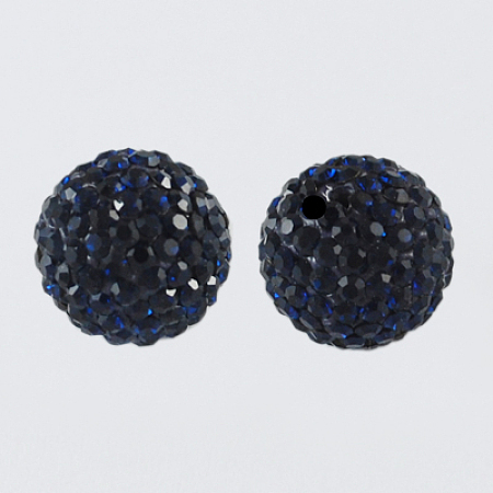 Honeyhandy Pave Disco Ball Beads, Polymer Clay Rhinestone Beads, Round, Montana, 10mm, Hole: 1.5mm