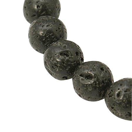ARRICRAFT 20 Strands 4mm Black Round Natural Lava Beads Strands, about 88~90pcs/strand, 15.3 inch